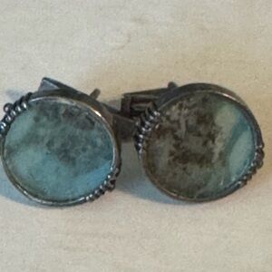 Sterling Silver Cufflinks w/Genuine Ancient Roman Glass